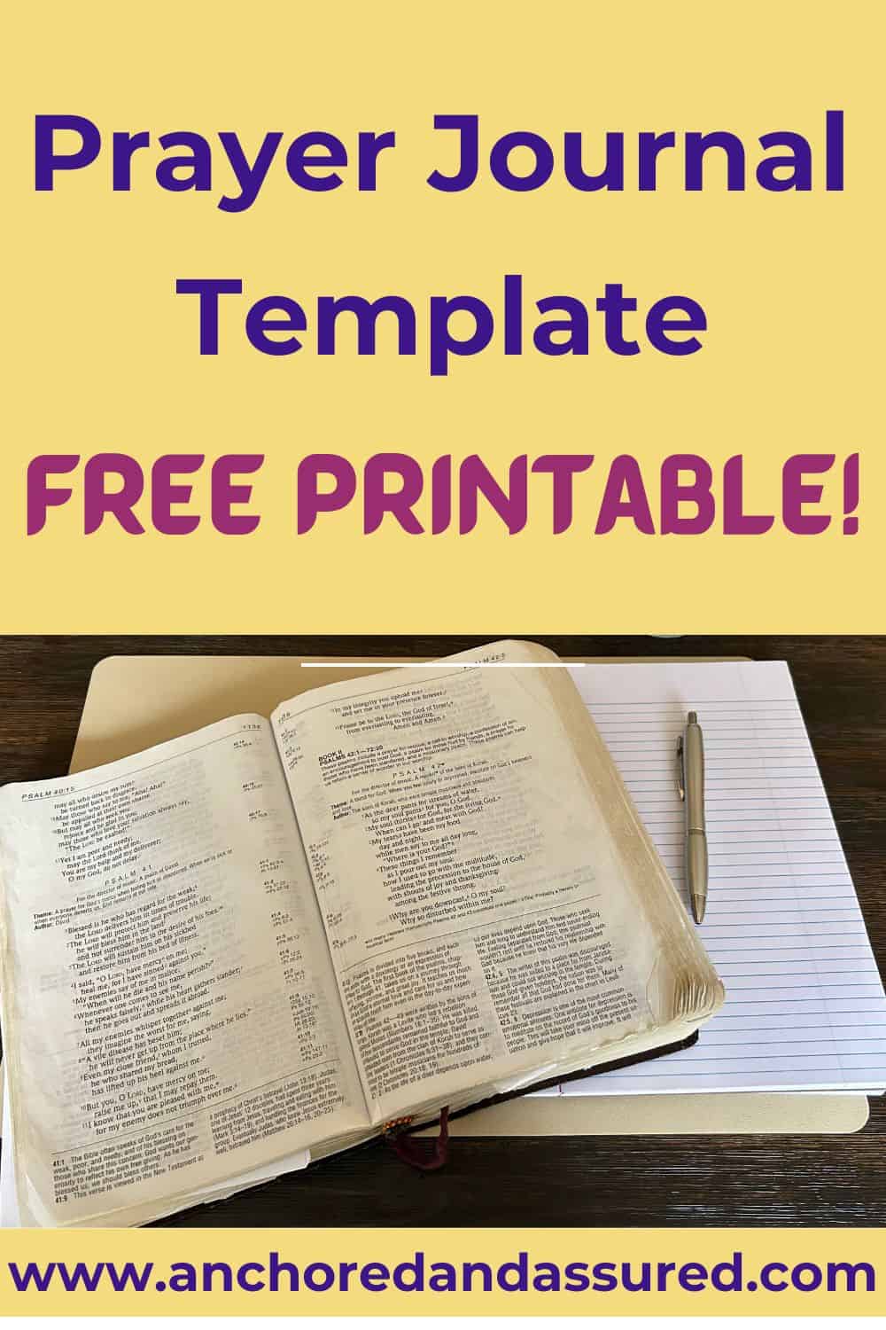 Free Journal Template with picture of open Bible and journal